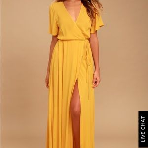 Yellow maxi wrap dress